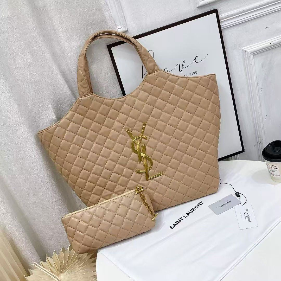 Elegant Icare Maxi Quilted Suede Beige Bag - view 4