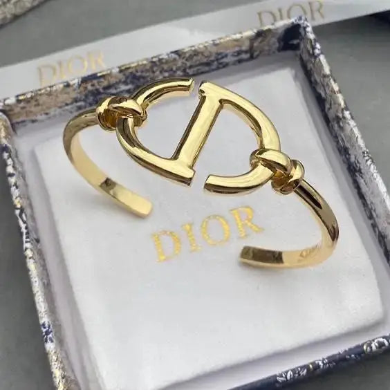 Timeless Cd Navy Cuff Bracelet Gold - view 4