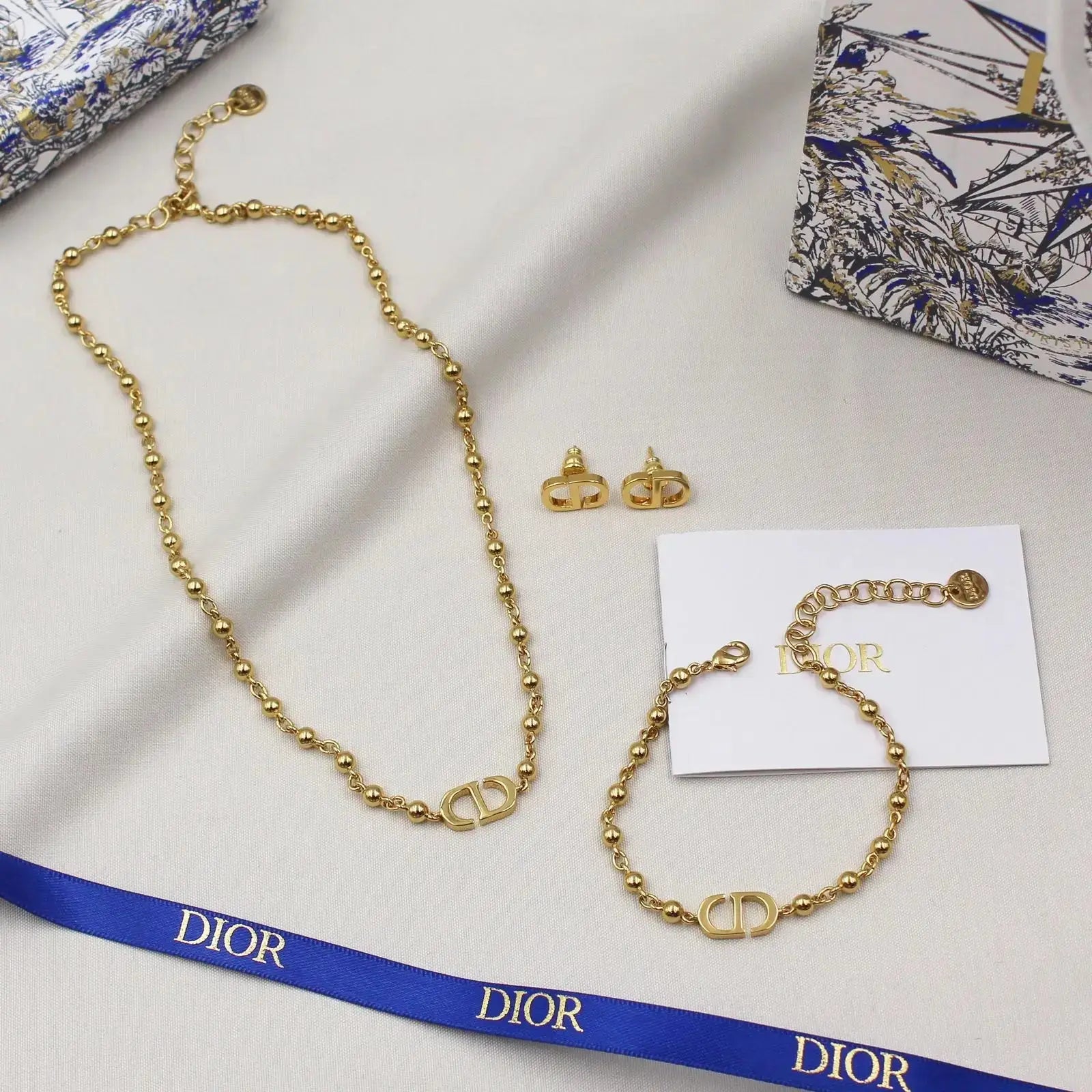 Refined Cd Beaded Bracelet Chain Gold - view 4