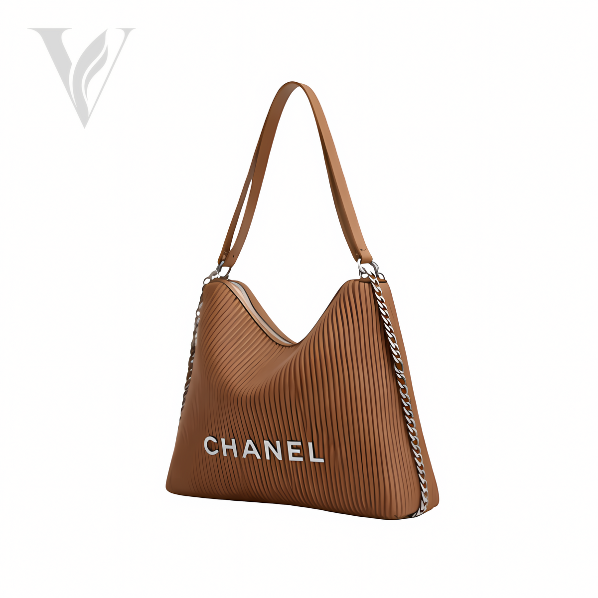 Chanel Maxi Hobo Shiny - Camel, Lambskin – View 2
