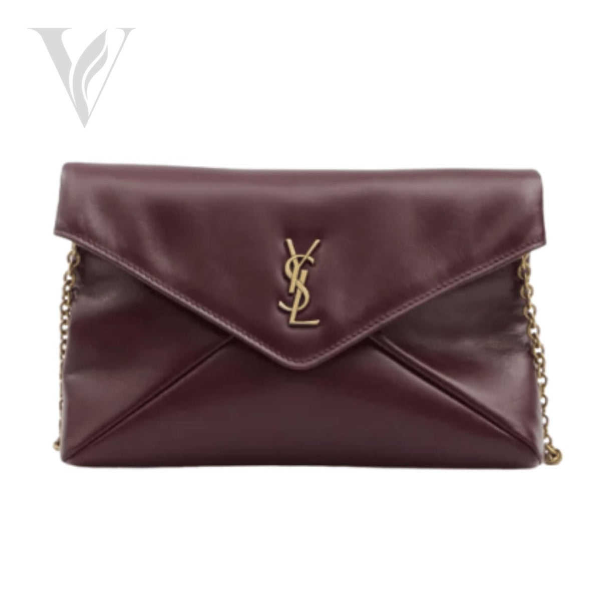 Saint Laurent Cassandre Flap Chain Shoulder Bag - Dark Ruby Calfskin Leather