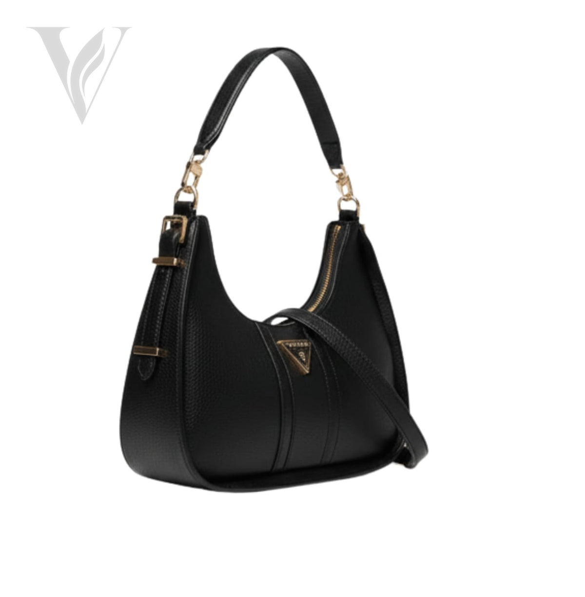 Guess Noreen Top Zip Shoulder Bag - Black, Polyurethane – View 2