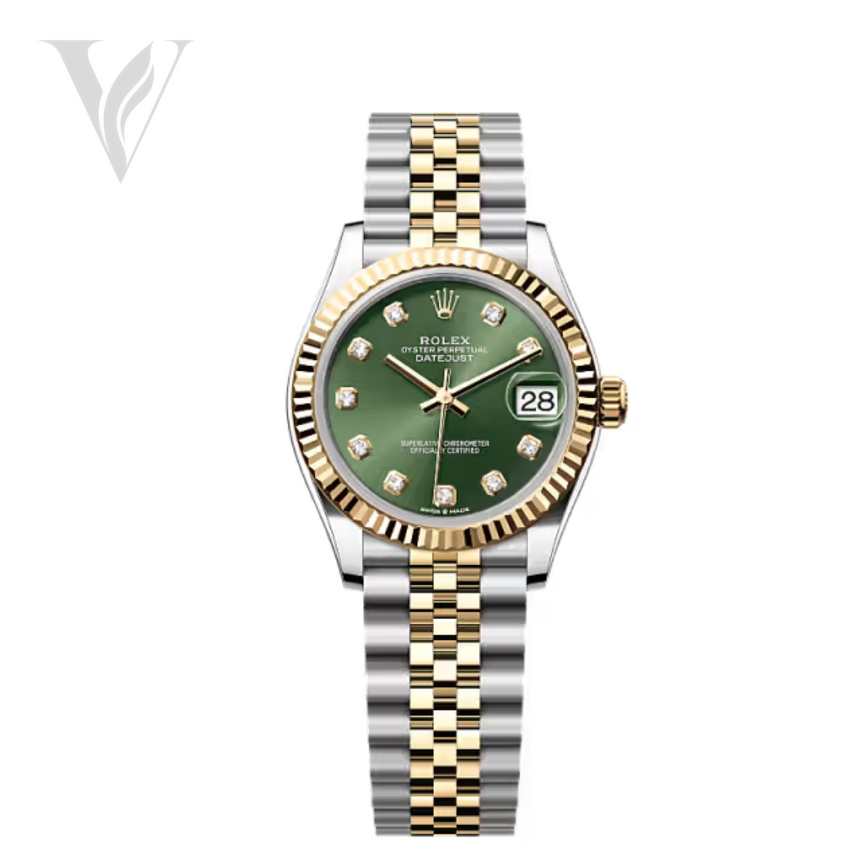 Rolex Lady-Datejust - Green Gem Dial, Two Tone