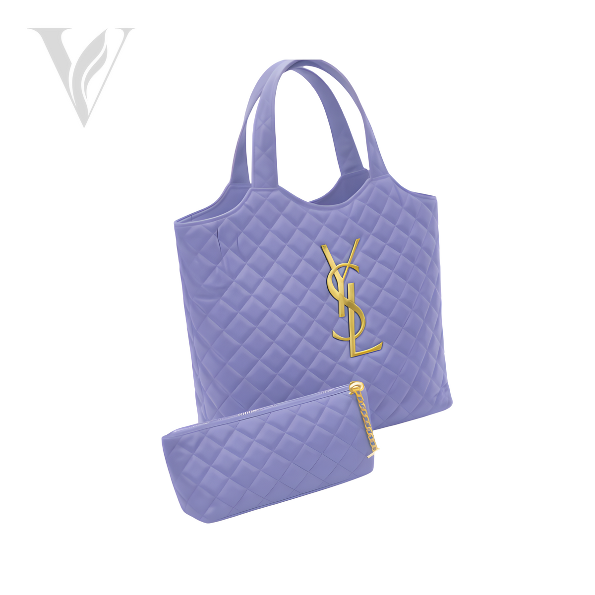 YSL Icare Maxi Powder Bag - Blue, Lambskin – View 2