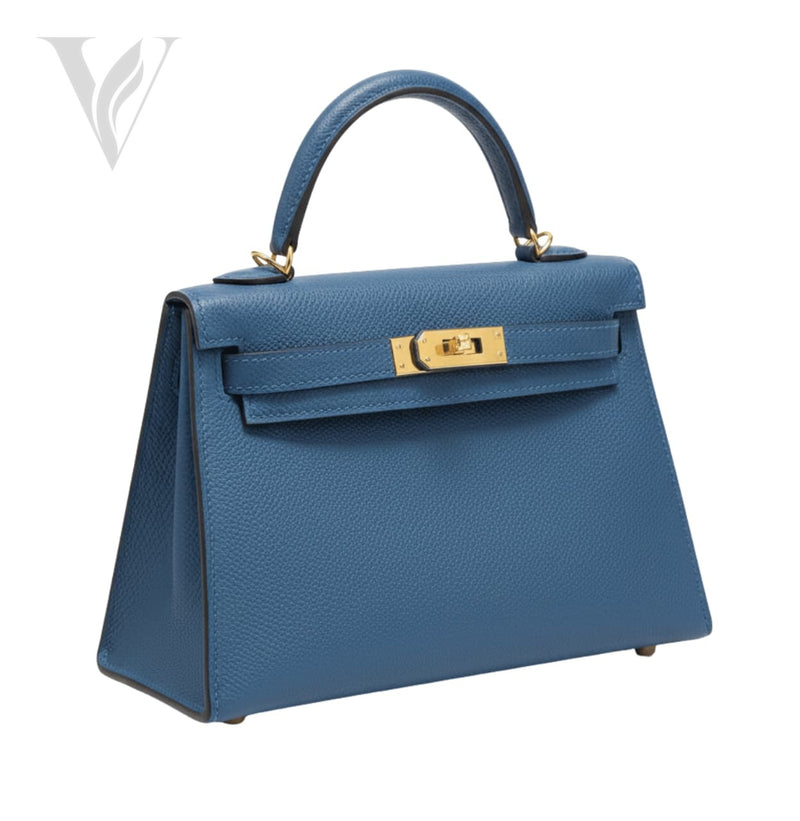 Hermès Mini Kelly 20 Sellier Handbag - Deep Blue, Gold Hardware – View 2