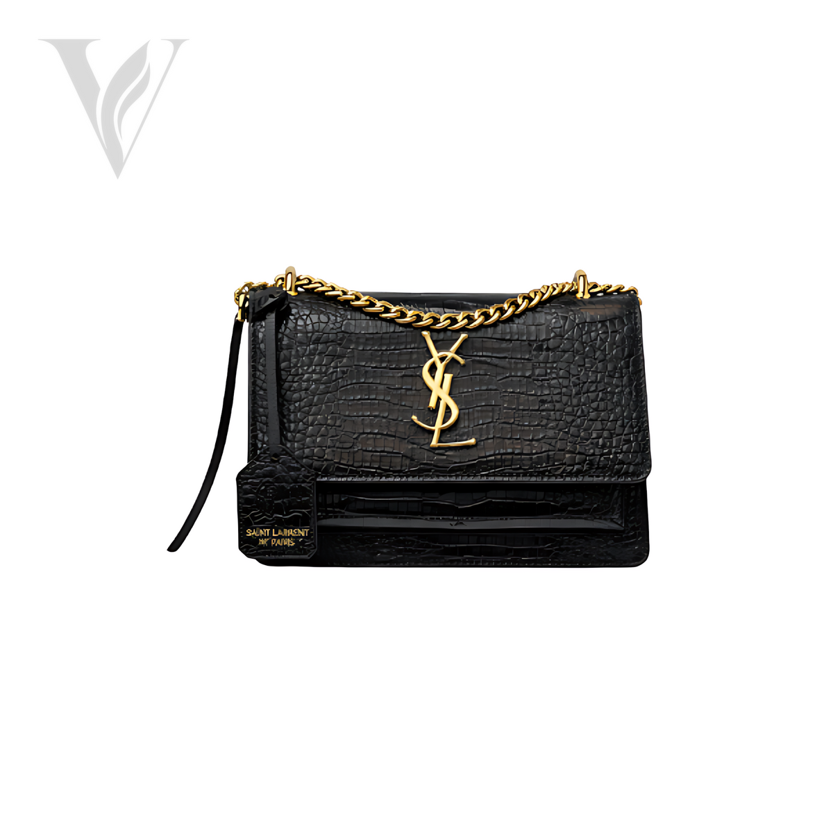 YSL Sunset Medium Bag - Croc Embossed Leather