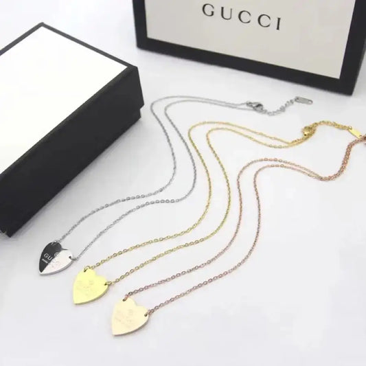 Refined Heart Logo Necklace Gold Si Er Rosegold