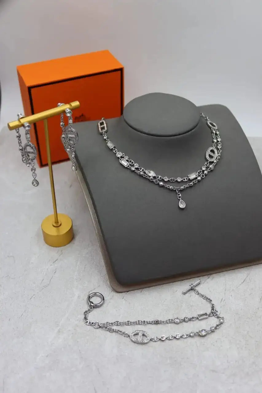 Sophisticated Chaine D Ancre Farandole Multi Strand Set Si Er Crystals - view 2