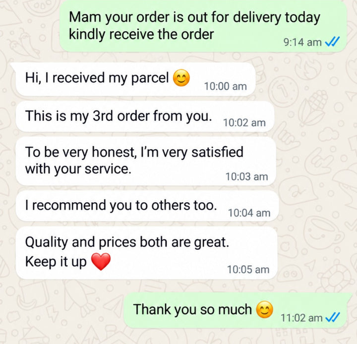 WhatsApp message from Verified customer