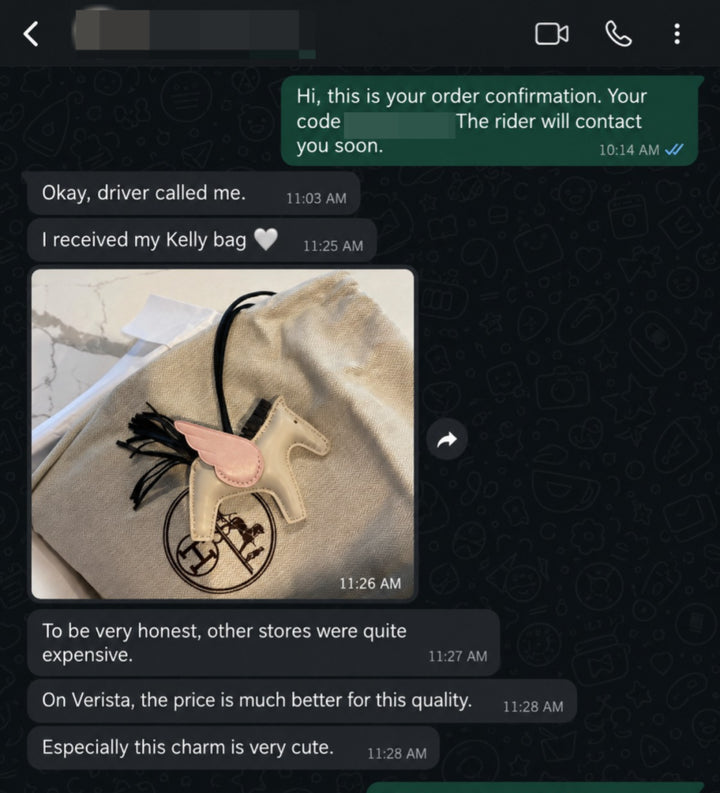 WhatsApp message from Verified customer