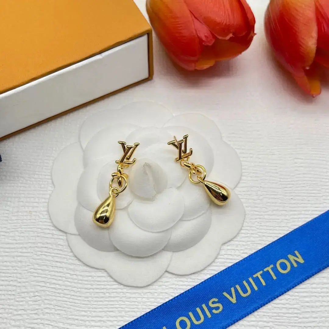 Elevated Flower Drop Gold Earring - view 3