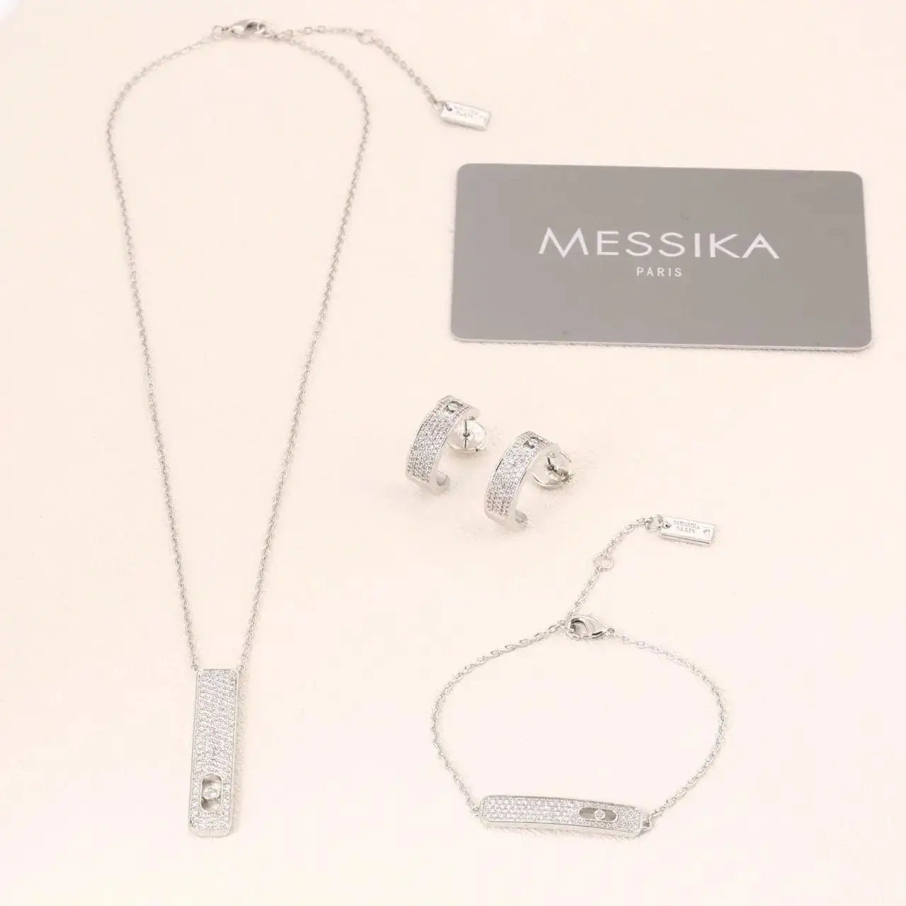 Minimal-Luxe Floating Stone Pave Vertical White Gold Full Diamonds - view 4