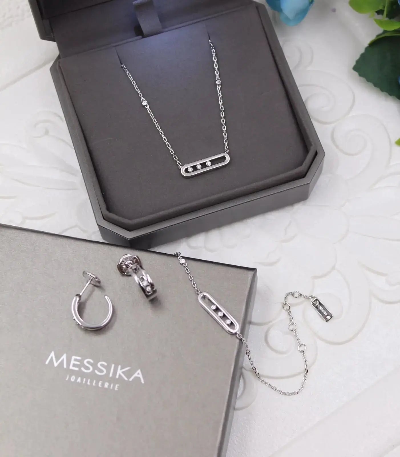 Everyday-Luxe Floating Stone Multi Motif Set White Gold Diamonds - view 4