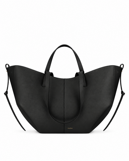 Polène Cyme textured leather tote in Black