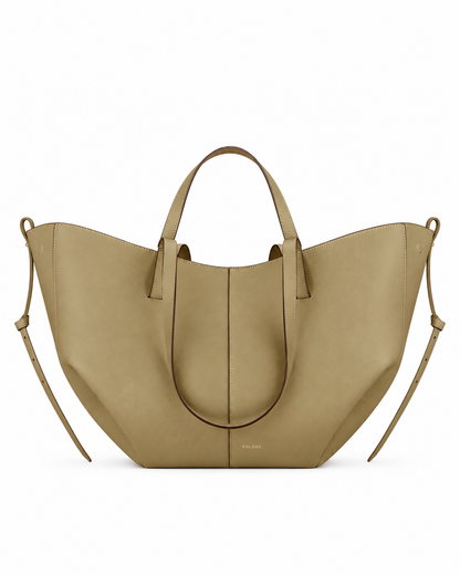 Polène Cyme textured leather tote in Linden