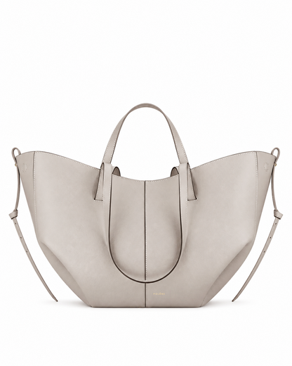 Polène Cyme textured leather tote in Mist