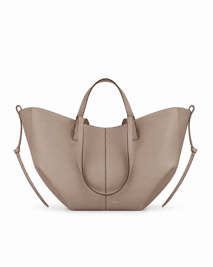 Polène Cyme textured leather tote in Taupe