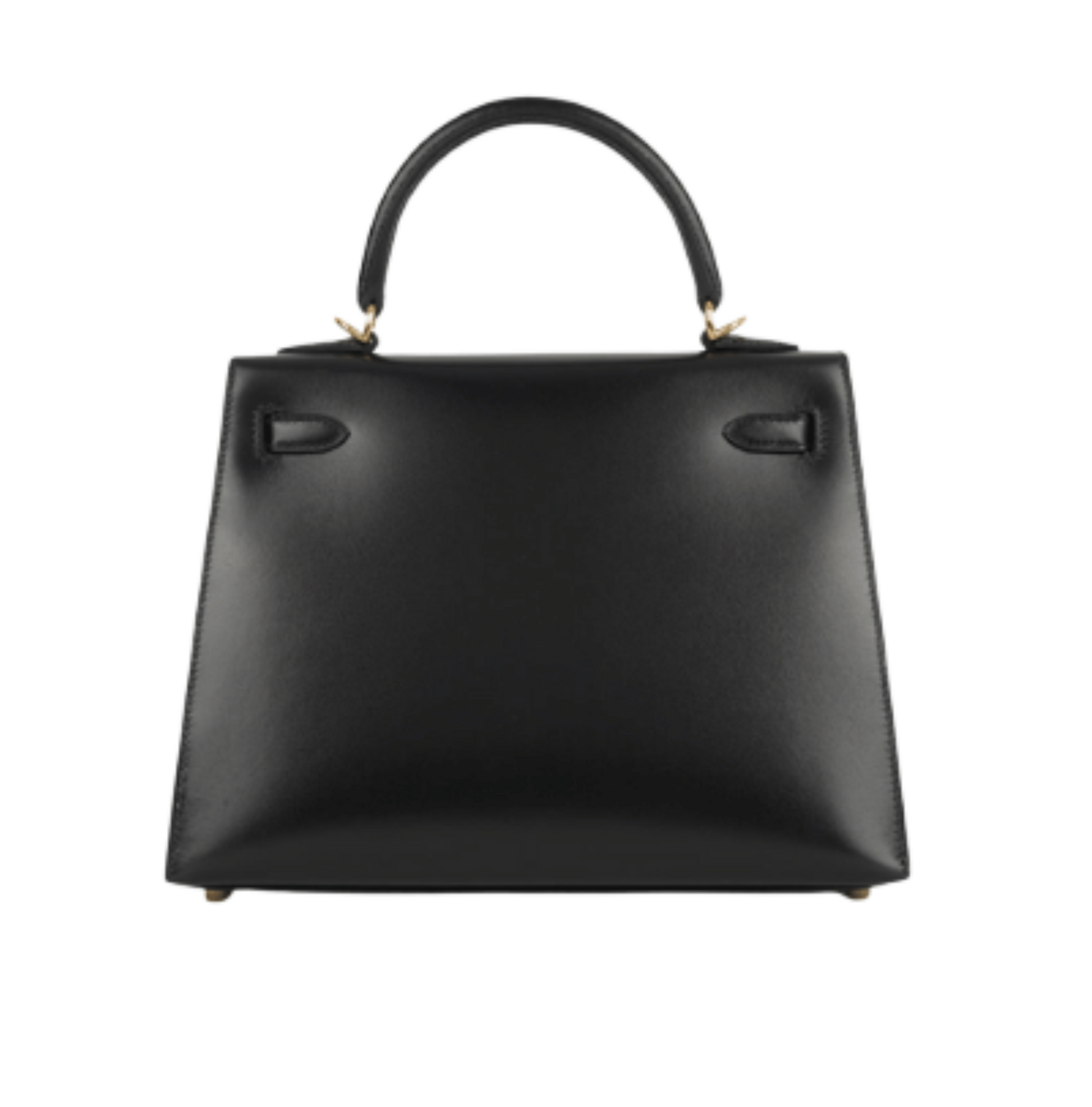 Modern Structured Top-Handle 28 Sellier Handbag in Black Box Calfskin Leather with Gold Hardware - view 2