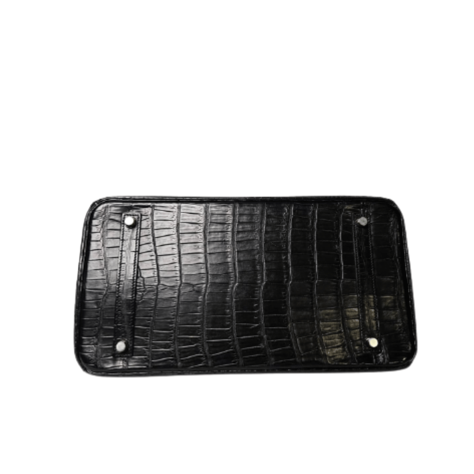 Premium-Look Structured Carryall Handbag Shiny Black Crocodile Skin - view 2