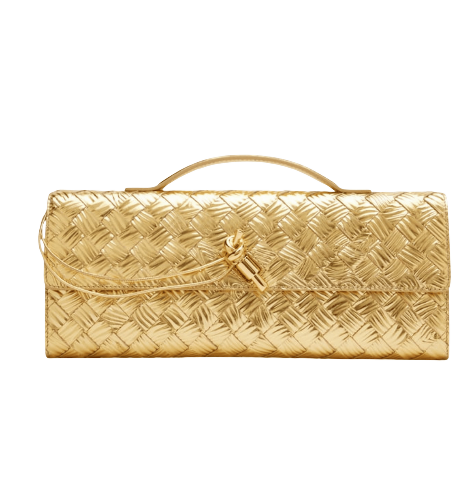 Polished Woven Top-Handle Intrecciato Leather Bag