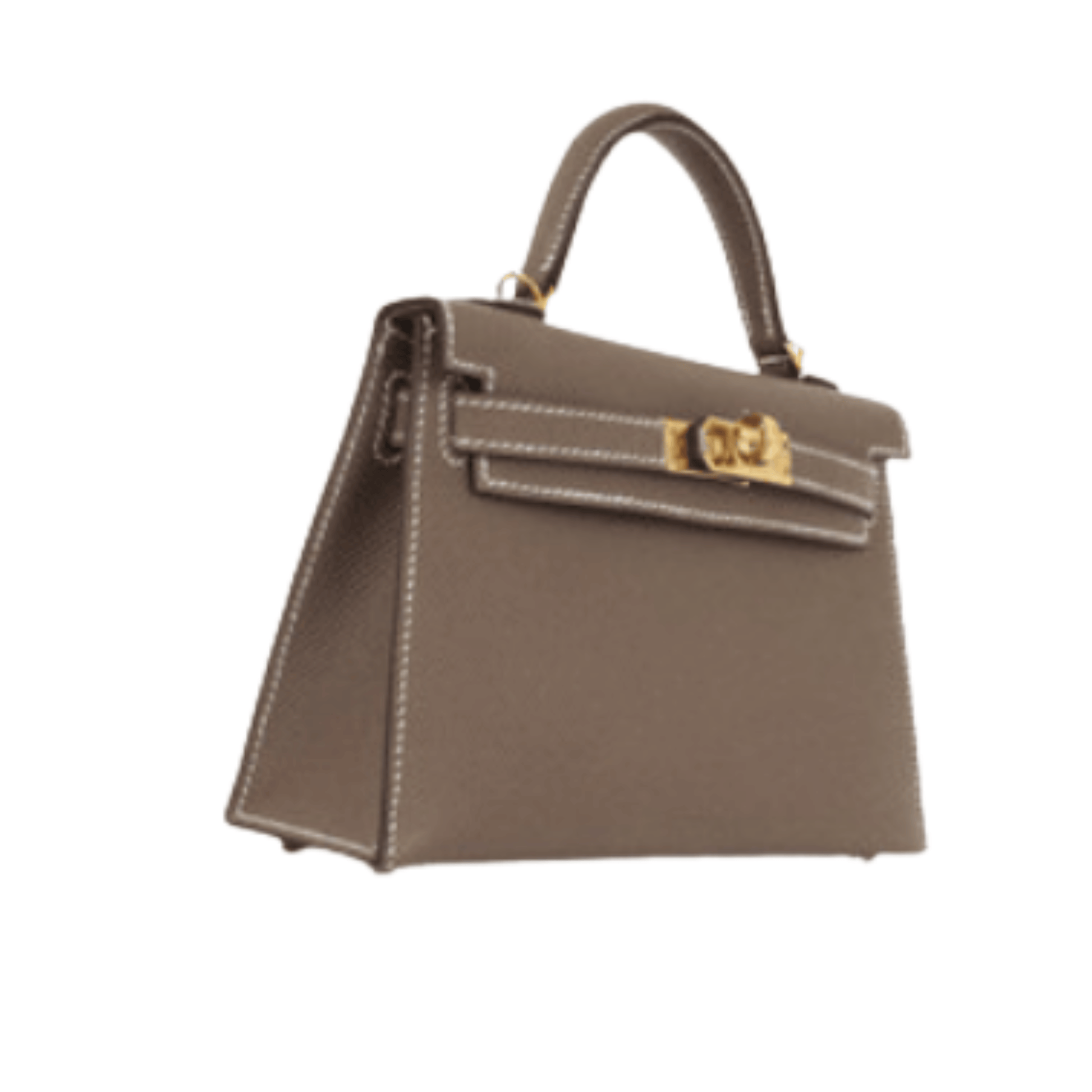 Refined Structured Top-Handle Mini II Sellier in Etoupe Epsom Leather with Gold Hardware Bag - view 3