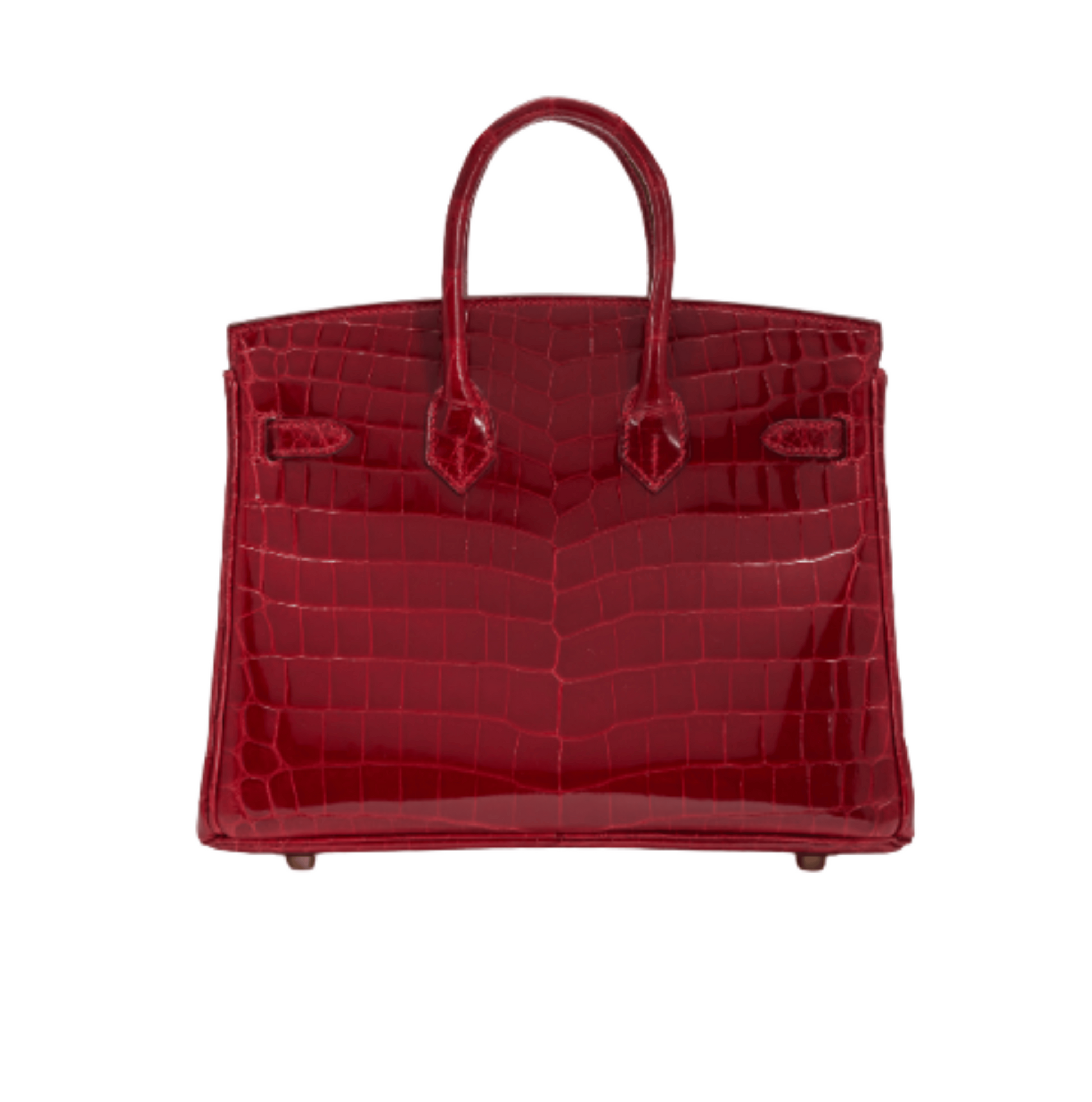 Sophisticated Structured Carryall 30 Handbag Shiny Niloticus Crocodile Leather Deep Red Color - view 2