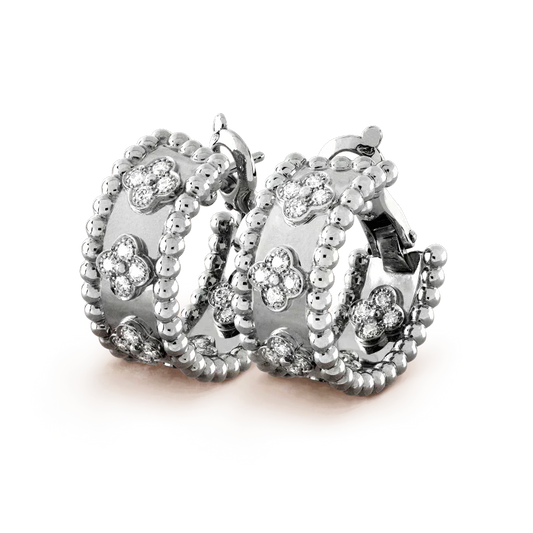 Perlée Diamond-Style Earrings – Silver