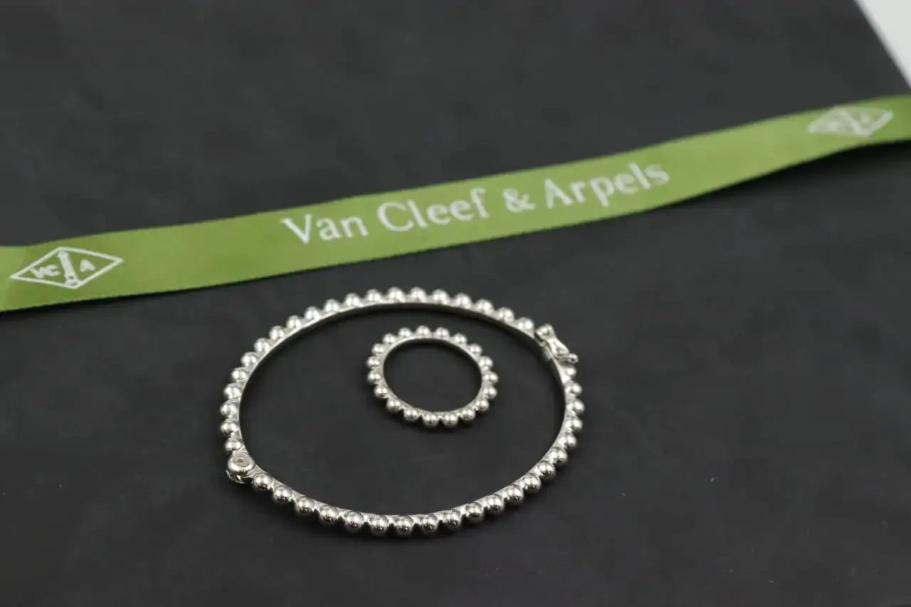 Detailed Beaded Edge Beads Si Er Bracelet and Ring Set - view 4