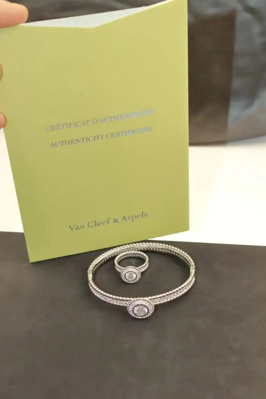 Dressy Diamond Motif Bracelet and Ring Set - view 4