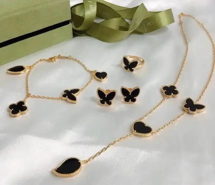 Polished Butterfly Heart Set Gold - view 4