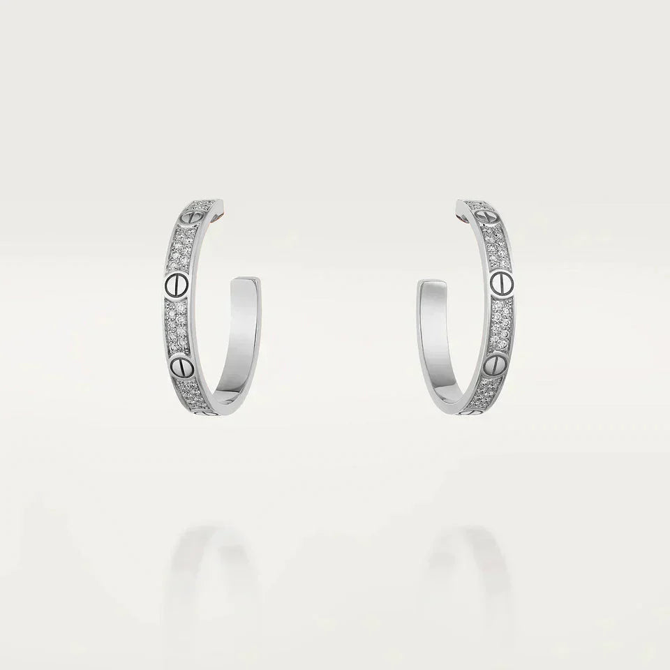 Love Diamond Silver Hoop Earrings